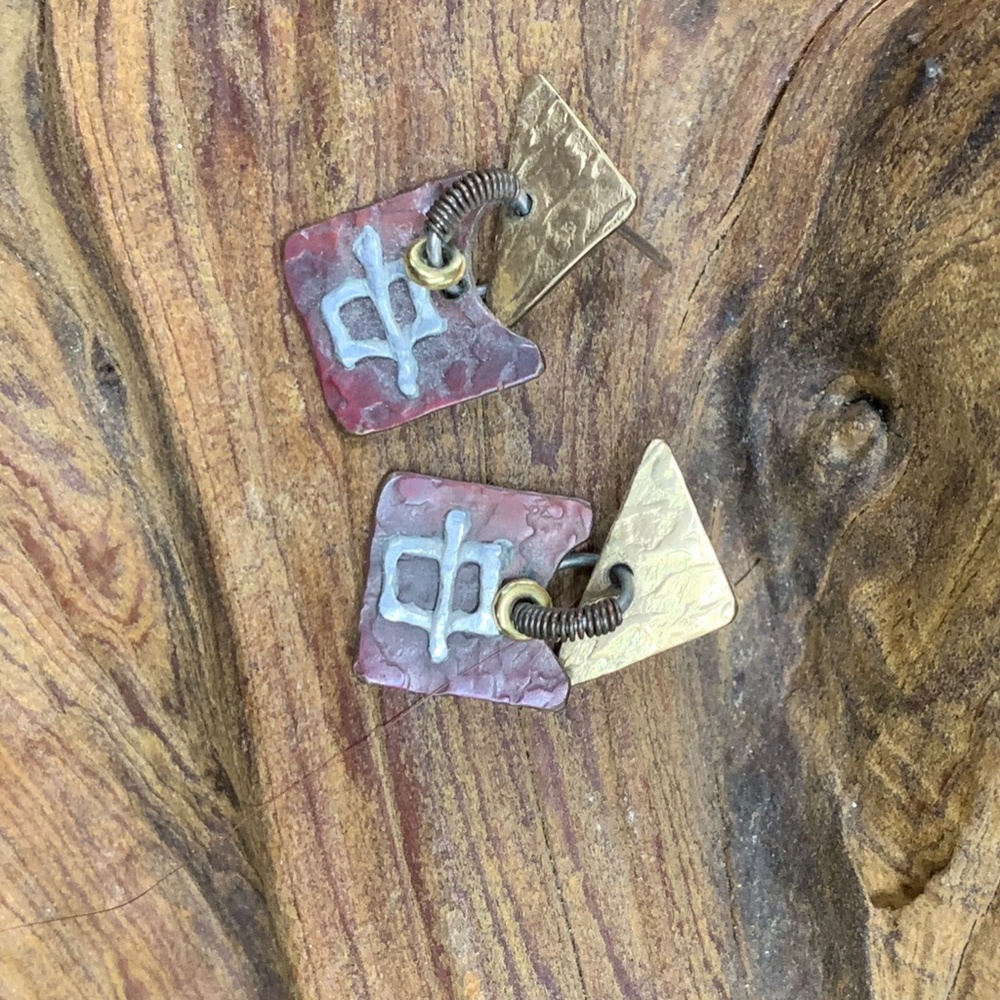 Metal Gold/Silver Dangle Earring - Picture 2 of 3